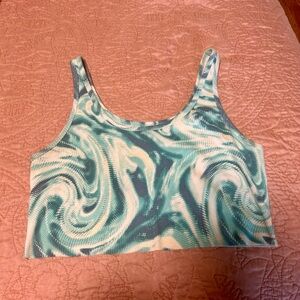 Wild Fable Teal and White Patterned Tank Top